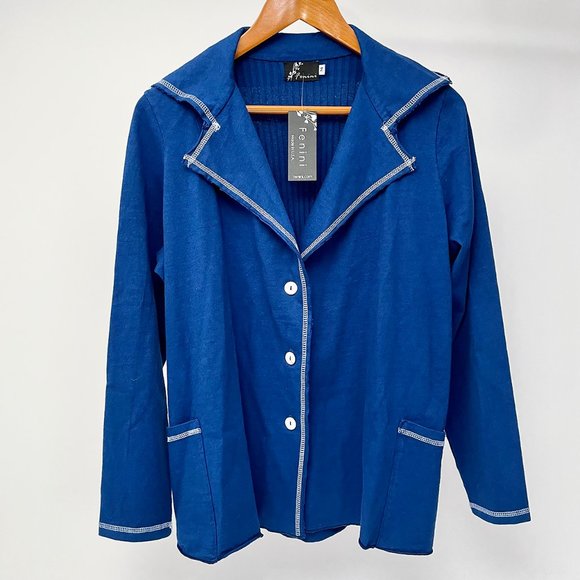 NEW Women's Fenini Unstructured Blazer Jacket, 100% Cotton - Picture 2 of 8